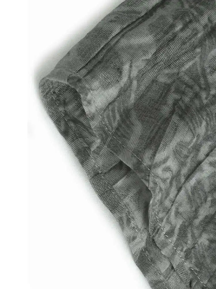 Women Apricot Pleated Irregular Printed Big Size Blouse New Lapel Short Sleeve Shirt Fashion Spring Summer 2025 1DJ0122