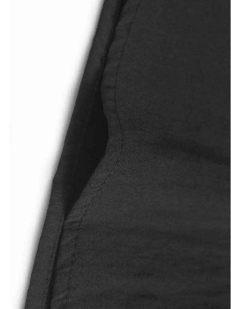 Women Black Pleated Brief Big Size Midi Dress New Round Neck Three-quarter Sleeve Fashion Spring Autumn 2025   1DJ0716