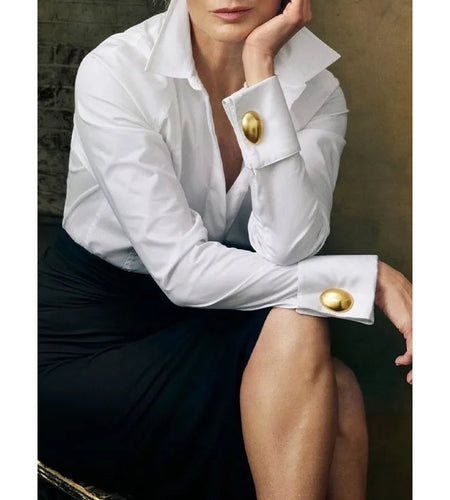 Women's White Shirts Office Lady Long Sleeves Classic Tops 2024 New Autumn Spring Original Clothing Blouse for Woman