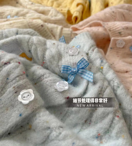 French Solid Embroidery Bow Single Breasted Short Cardigans Sweater Women Autumn Winter O-neck Long Sleeve Knitwear Tops Popular