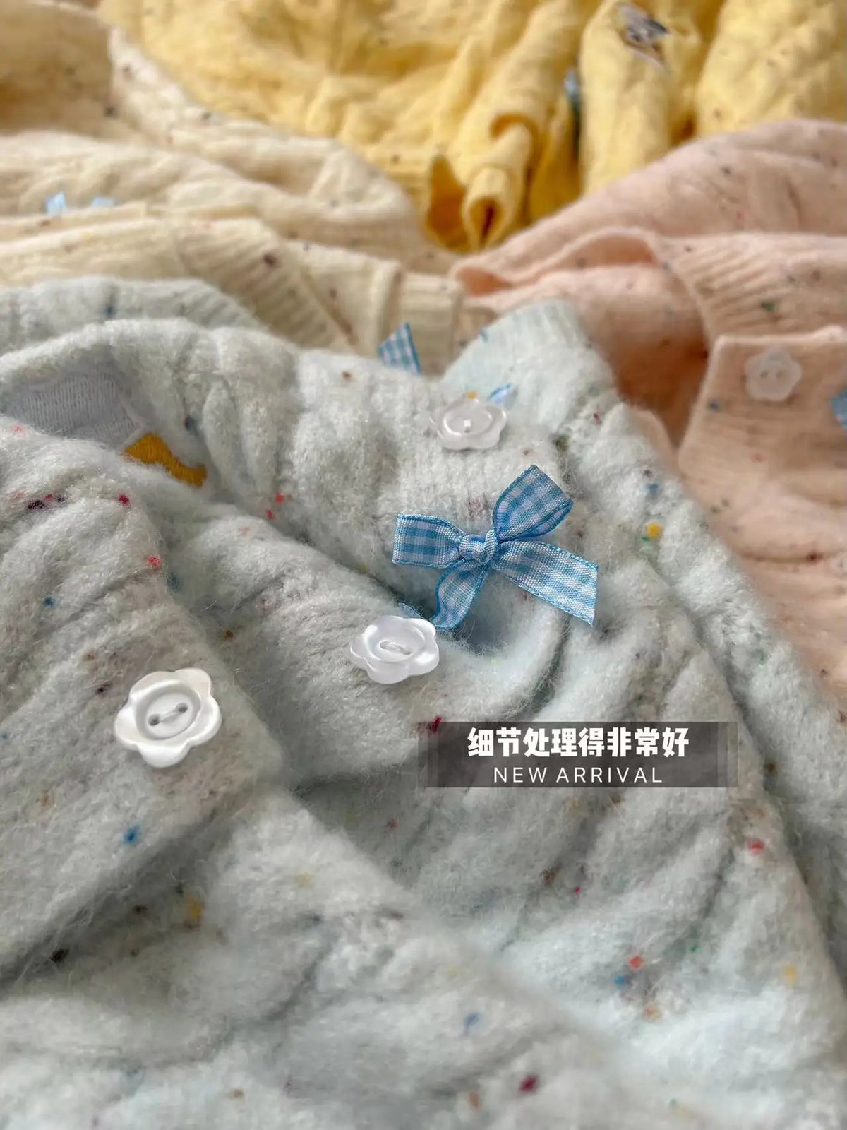 French Solid Embroidery Bow Single Breasted Short Cardigans Sweater Women Autumn Winter O-neck Long Sleeve Knitwear Tops Popular