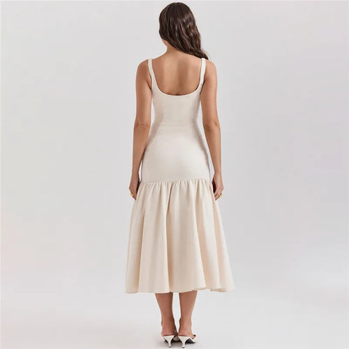 Load image into Gallery viewer, Backless Maxi Fishtail Dress For Women Gown Fashion Square Collar Sleeveless Loose Pleated Long Dress Elegant Dresses
