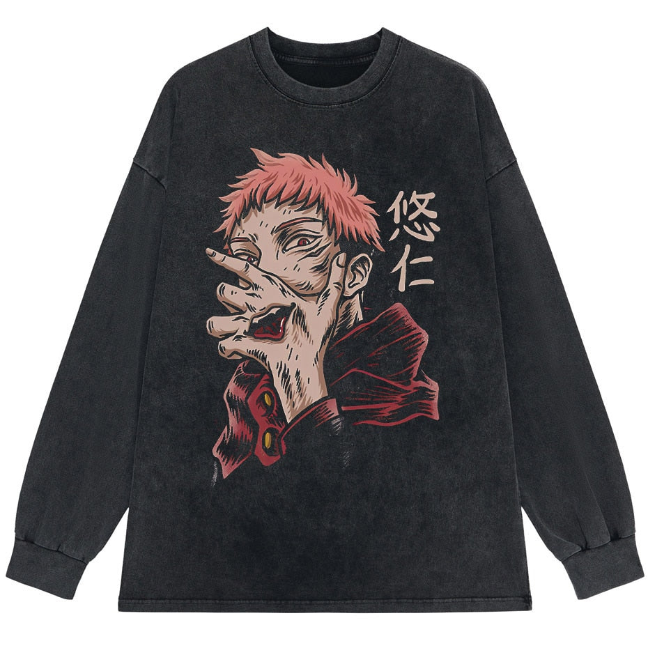 Vintage Washed Tshirts Anime T Shirt Harajuku Oversize Tee Cotton fashion Streetwear unisex top 7 v