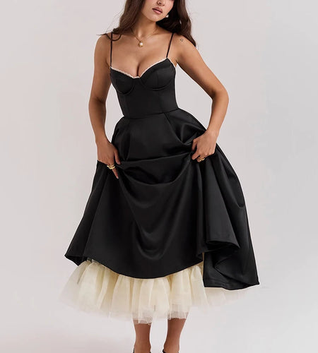 Elegant A-line Backless Sexy Midi Dress For Women Fashion Spaghetti Strap Sleeveless Loose Club Party Sexy Dress New