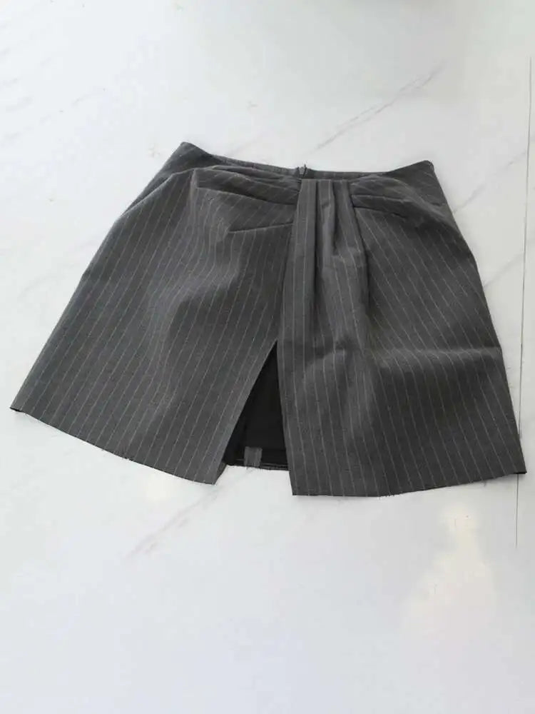 High Waist Gray Lace Striped Long Wide Leg Elegant Pants New Trousers Women Fashion Tide Spring Autumn 2025 1DH7476