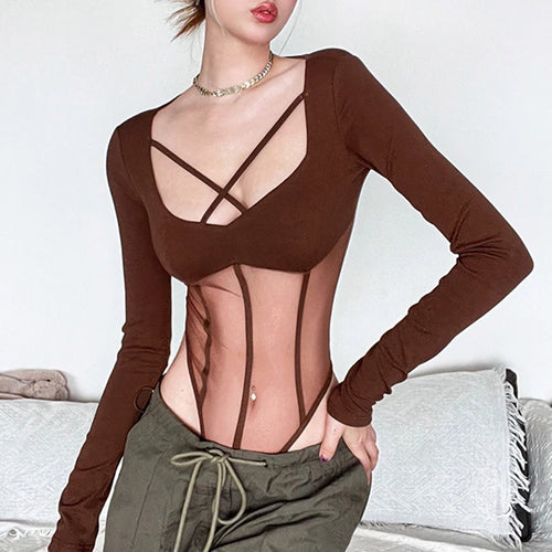 Load image into Gallery viewer, Fashion Skinny Corset Sexy Bodysuit Women Transparent Clubwear Party Body Catsuit Basic Mesh Spliced Jumpsuit Bandage
