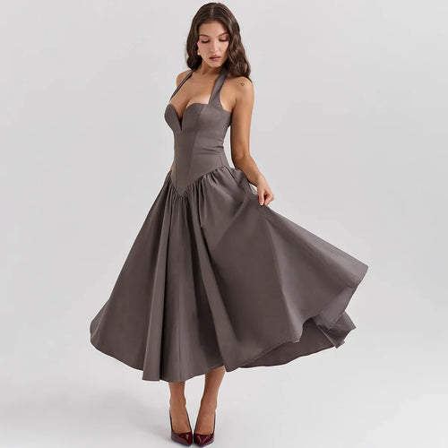 Load image into Gallery viewer, Summer Fit and Flare Halter Dress 2024 Red Elegant Bodycon Party Dresses Sexy Long Casual Dress Women's Clothing
