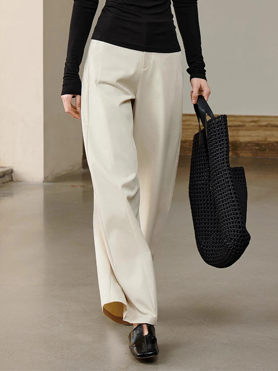 Loose Temperament Wide Leg Pants for Women High Waist Patchwork Pocket Minimalist Pant Female Fashion Clothing New