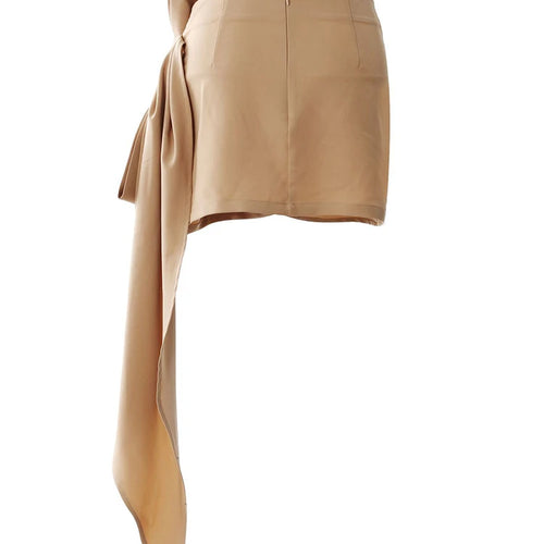 Load image into Gallery viewer, High Waist Khaki Pleated Bandgae Bow Elegant Mini Half-body Skirt Women Fashion Tide New Spring Autumn 2025 7AB8038
