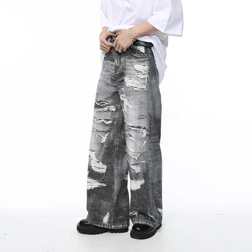 Load image into Gallery viewer, Men&#39;s Jeans Summer New Fashion Streetwear Style Hole Worn-out Design Loose Washed Male Denim Pants Straight 9C5394
