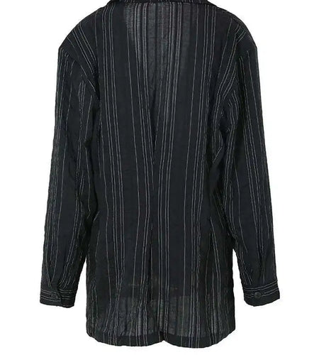 Women Black Pleated Big Size Thin Blazer New Lapel Long Sleeve Loose Fit Jacket Fashion Tide Spring Autumn 2025 1DF3148
