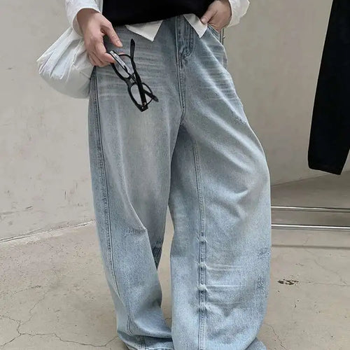 Load image into Gallery viewer, High Waist Light Blue Pocket Denim Long Casual Wide Leg Jeans New Women Trousers Fashion Tide Spring Autumn 2025 1DH8352
