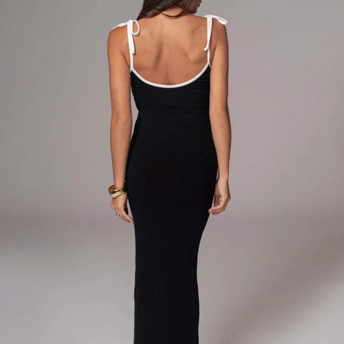 Load image into Gallery viewer, Elegant Spaghetti Strap High Elastic Tight Long Dress Women Sexy V-neck Backless Bodycon Autumn 2024 Party Evening Dress
