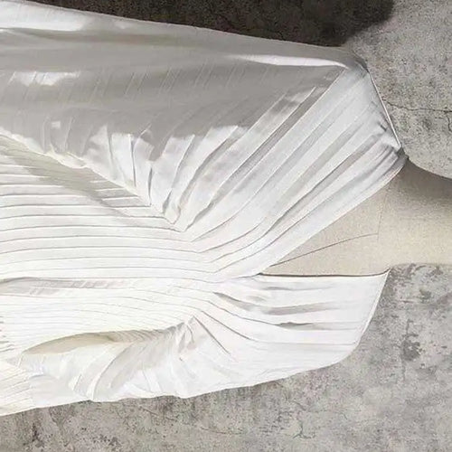 Load image into Gallery viewer, Women White Pleated Elegant Big Size Midi Shirt Dress New V-Neck Long Flare Sleeve Fashion Tide Spring Autumn 2025 1W3260
