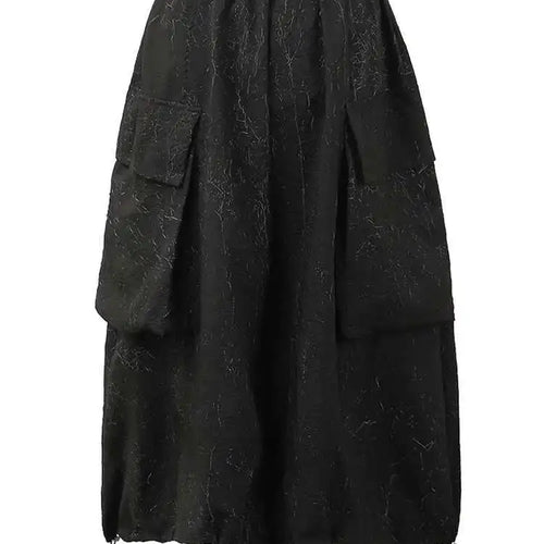 Load image into Gallery viewer, High Elastic Waist Black Big Pocket Drawstring Midi Half-body Skirt Women Fashion Tide New Spring Autumn 2025 1DH5352
