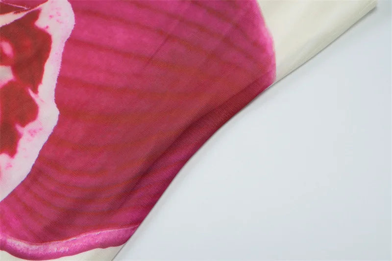 Mesh Floral Print Sexy Mini Dress Women Robe Summer New O Neck Sleeveless Slim Beach Holiday Bodycon Club Dress