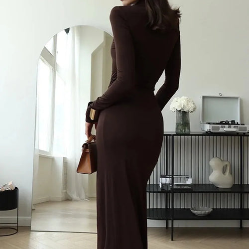 Load image into Gallery viewer, Elegant Long Sleeve Bodycon Party Club Women Evening Dress 2025 Autumn/Winter New Height Split Elastic Tight Vestido
