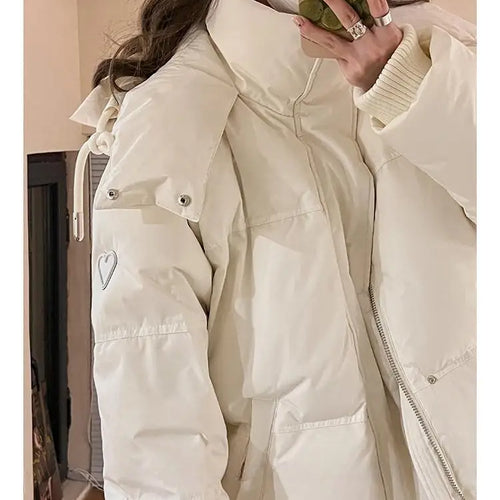 Load image into Gallery viewer, Winter Puffer Jackets Women Thick Warm Down Cotton Padded Coat Female Fashion Oversize Hooded Grey Loose Short Parkas Mujer 2023
