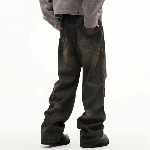 Load image into Gallery viewer, Men&#39;s Jeans New American High Street Style Vintage Silhouette Denim Pant Casual Straight Leg Micro Flared Trousers 9W1778
