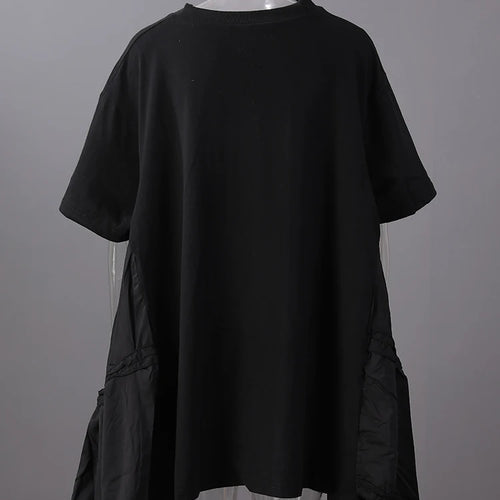 Load image into Gallery viewer, Women Black Ruffles Irregular Big Size Mini Dress New Round Neck Short Sleeve Fashion Tide Spring Summer 2025 1DH9574
