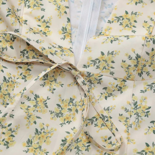 Load image into Gallery viewer, Deep V Neck Print Sexy Mini Dress For Women Fashion Lace-up Short Sleeve A-line Pleated Dress Elegant New Clothes
