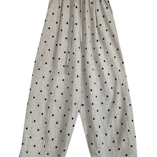 Load image into Gallery viewer, High Elastic Waist Linen Dot Embroidery Wide Leg Long Pants New Trousers Women Fashion Tide Spring Autumn 2025 1DJ1548
