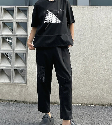 High Elastic Waist Patch Button Splice Harem Calf-Length Pants New Trousers Women Fashion Tide Spring Autumn 2025  1DJ1615