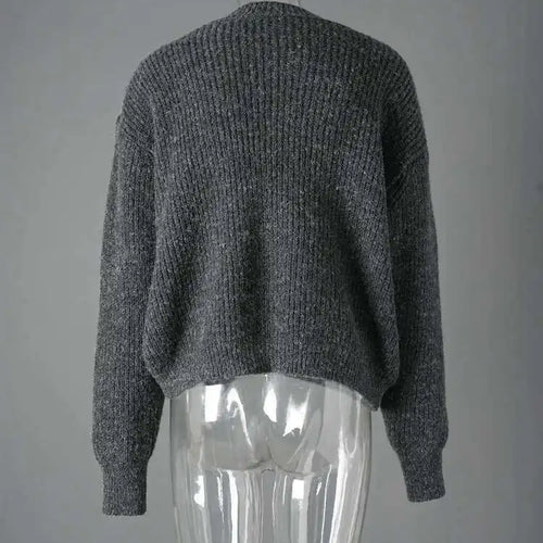 Load image into Gallery viewer, Gray Denim Big Size Design Knitting Cardigan Sweater V-Neck Long Sleeve Women New Fashion Tide Spring Autumn 2025 CP3517
