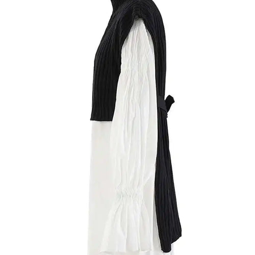 Load image into Gallery viewer, Women White Kniitting Irregular Big Size Shirt Dress New Turtleneck Long Sleeve Fashion Tide Spring Autumn 2025 CPDB269
