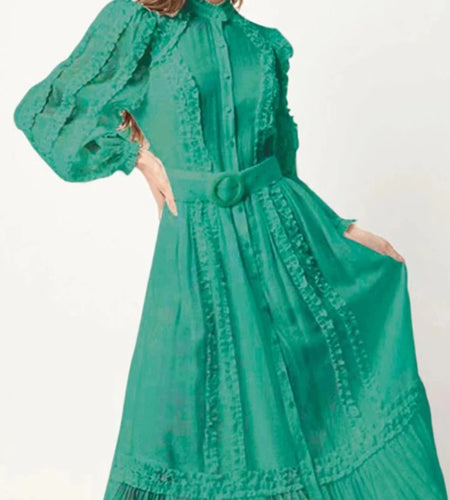 Casual Solid Dress For Women Stand Collar Loose Long Sleeve Sashes Lace Up High Waist Midi Dresses Female Fashion New 2022