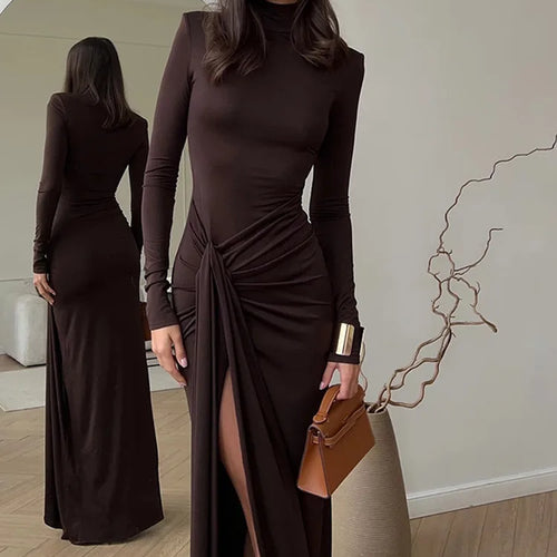 Load image into Gallery viewer, Elegant Long Sleeve Bodycon Party Club Women Evening Dress 2025 Autumn/Winter New Height Split Elastic Tight Vestido

