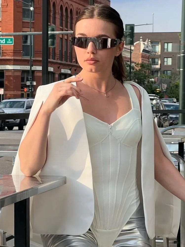 Sexy Spaghetti Strap Fishbone Elastic Tight Women Bodysuit Slim Zipper Female Jumpsuit Fashion Vacation Outdoor Rompers