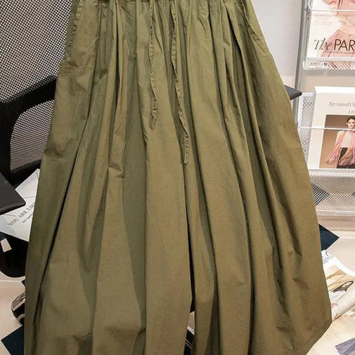 Load image into Gallery viewer, Black Leisure Comfortable Shorts For Women Summer New Green Elastic High Waist Lace Up Loose Blue Wide Leg Seven Point Pants New
