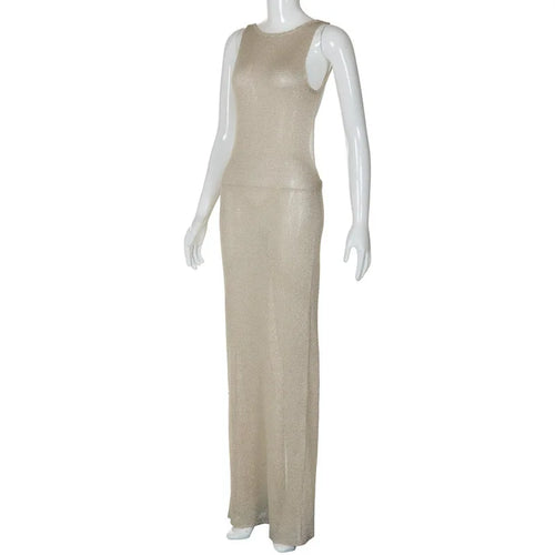 Load image into Gallery viewer, See Through Backless Sexy Maxi Dress For Women Summer New Sheer Sleeveless Back Split Sexy Long Dress Beachwear
