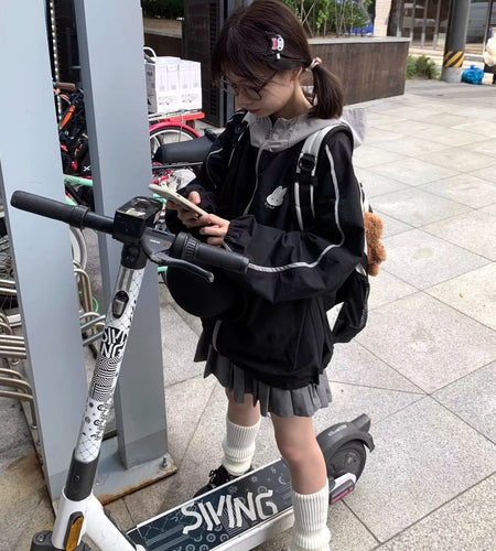 Rabbit Embroidered Hoodie Women Clothing Patchwork Hooded Long Sleeve Zipper Outwear 2024 Ropa Mujer Casual Chic Y2k Sweatshirts