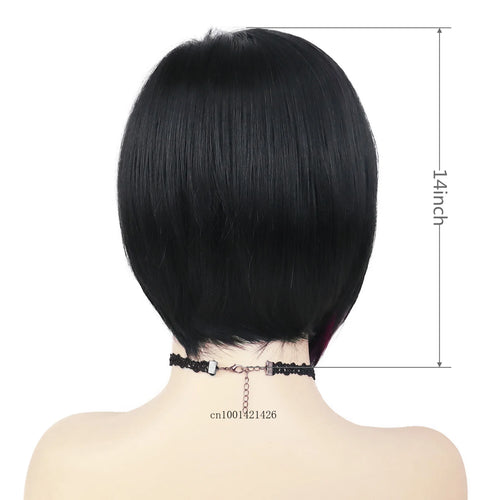 Load image into Gallery viewer, Short Bob Wigs for Women Synthetic Hair Black Mix Purple Wig Costume Party Straight Wigs Pixie Cuts The Bobs Highlights Female
