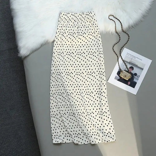 Load image into Gallery viewer, Women Summer Dot Wrapped Skirts Beach Holiday Clothes High Waist Casual Summer Elastic Waist Midi Skirt Female Sexy Korean Trend
