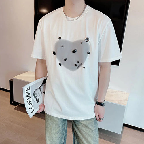 Load image into Gallery viewer, Short Sleeve T-shirt Summer 2024 New Fashion Gemstones Round Neck Men&#39;s Top Printing Casual Loose Male Clothing 9C5347
