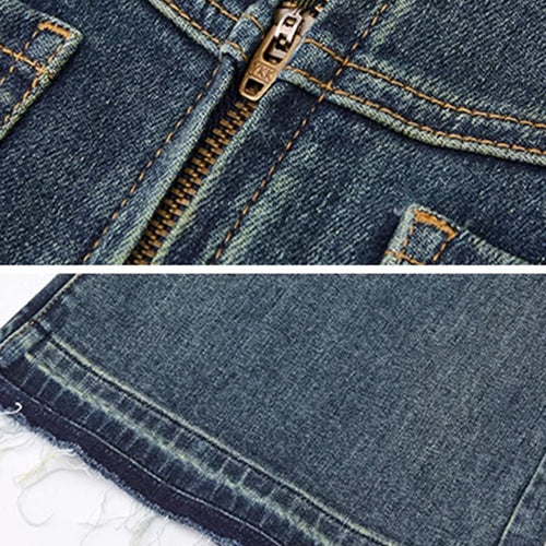 Load image into Gallery viewer, Slimming Hollow Out Bareback Denim Pants For Women High Waist Aptchwork Pockets Streetwear Flare Jeans Female
