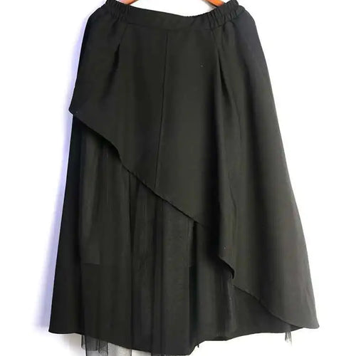 Load image into Gallery viewer, High Elastic Waist Black Mesh Irregular Spliced A-line Half-body Skirt Women Fashion Tide New Spring Autumn 2025 1DJ0611
