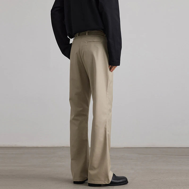 Men's Suit Pants New American Style Micro Flared Stylish Straight Wide Leg Solid Color Trendy Male Causla Trousers 9W1903