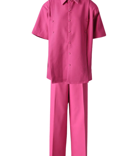 Big Size Rose Red Shirt Wide Leg Pants Two Piece Suit New Lapel Short Sleeve Women Fashion Tide Spring Summer 2025 CPG3119