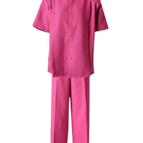 Load image into Gallery viewer, Big Size Rose Red Shirt Wide Leg Pants Two Piece Suit New Lapel Short Sleeve Women Fashion Tide Spring Summer 2025 CPG3119
