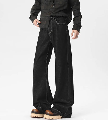 Men's Baggy New American High Steet Solid Color Decoration Straight Leg Trousers Spring Casual Male Trendy 2025 9W1539