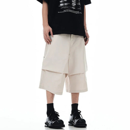 Load image into Gallery viewer, Men's Cargo Shorts New American Silhouette Curved Knife Design Solid Color Trendy Pleated Stylish Male Simple Pants 9W1712
