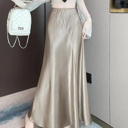 Load image into Gallery viewer, Spring Summer Solid High Waist Wrap Hip Pleated Fishtail Long Skirt Korean Fashion Women Versatile A-line Half Skirt Popular New
