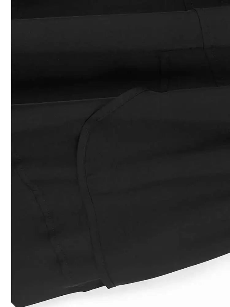 High Elastic Waist Black Irregular Hem Casual A-line Half-body Skirt Women Fashion Tide New Spring Autumn 2025 1DH6581