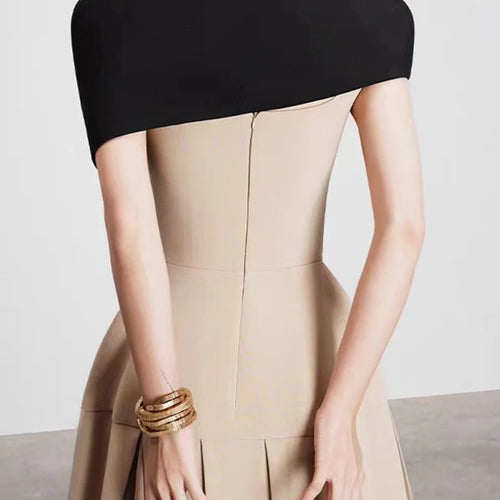 Load image into Gallery viewer, Hit Color Elegant Removable Dress For Women Square Collar Sleeveless High Waist Slimming Dress Female Fashion New
