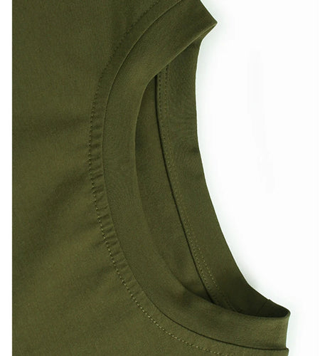 Women Green Drawstring Pocket Big Size Midi Dress New Round Neck Short Sleeve Fashion Tide Spring Summer 2025 1DJ1355