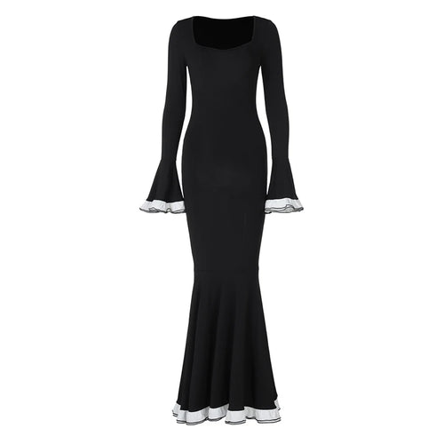Load image into Gallery viewer, Flare Sleeve Sexy Bodycon Elegant Long Sleeve Maxi Dress Women High Waist Square Collar Evening Dress Female Clothes
